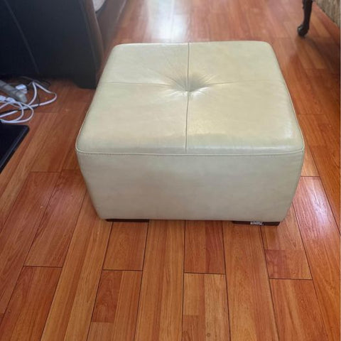 lime, green leather square ottoman, classic