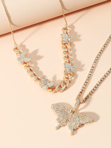 2pc Butterfly Charm Necklace