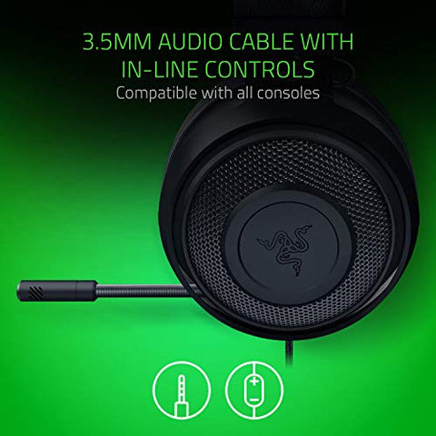 Razer Kraken Gaming Headset: Lightweight Aluminum Frame, Retractable Noise Isolating Microphone, For PC, PS4, PS5, Switch, Xbox One, Xbox Series X & S, Mobile, 3.5 mm Audio Jack – Green
