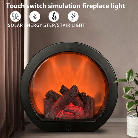 Simulation Fireplace Firewood Lanterns Lamp Desktop Ornaments Dynamic Vision 3D Flame Touch  Home Decoration Light